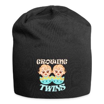 Zwillinge Schwanger Mama Aufwachsen Baby Geschenk - Jersey-Beanie - Schwarz - Vorne