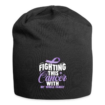 Cancer Combattre ce cancer avec toute ma famille - Bonnet en jersey - noir - Devant