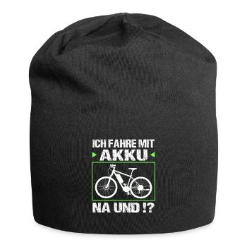 Ich fahre mit Akku - Jersey-Beanie - Schwarz - Vorne