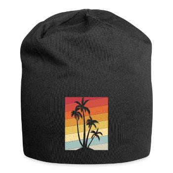 Palmen Sommer Retro Vintage - Jersey-Beanie - Schwarz - Vorne
