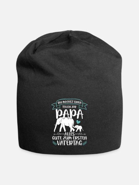 Erster Vatertag - Elefant Vatertagsgeschenk - Jersey-Beanie - Schwarz