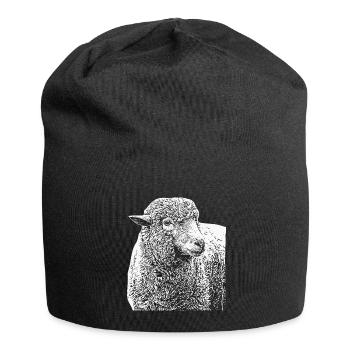 Merinoschaf Schafbock Groß Weis - Jersey-Beanie - Schwarz - Vorne
