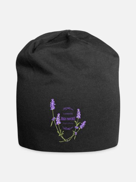 Lavendel Blumen Abbildung mit Inschrift - Jersey-Beanie - Schwarz