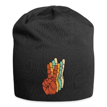 Frieden Liebe Freiheit Peace Hand Finger Zeichen - Jersey-Beanie - Schwarz - Vorne
