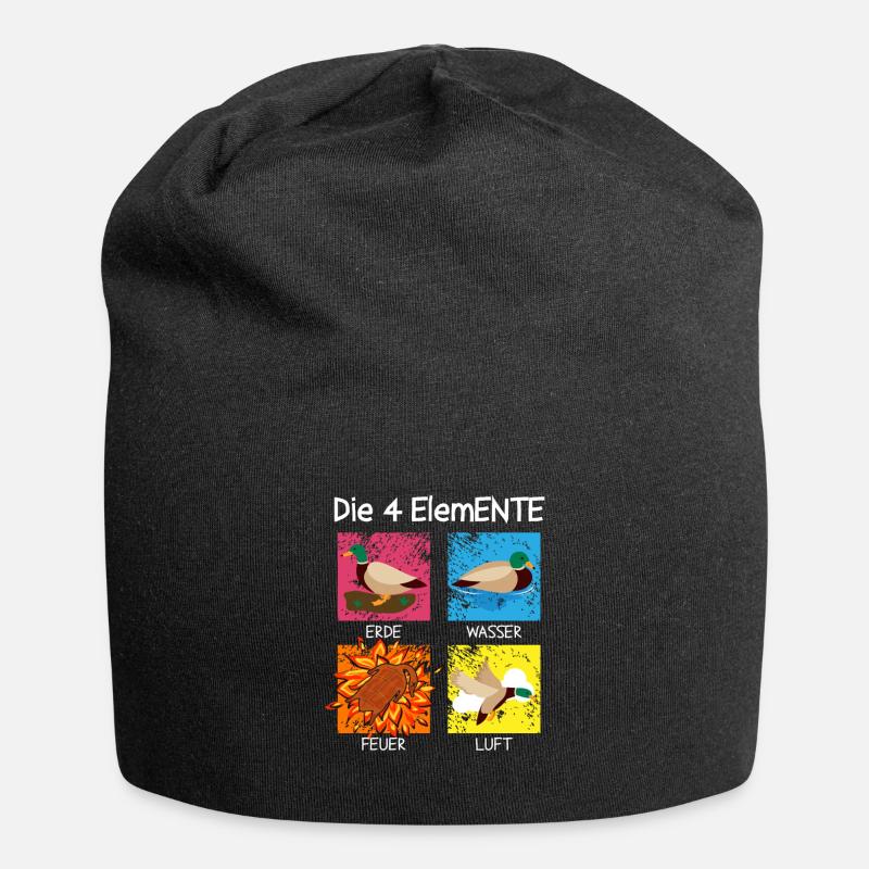 Die 4 ElemENTE Enten Ente Feuer Wasser - Jersey-Beanie - Schwarz