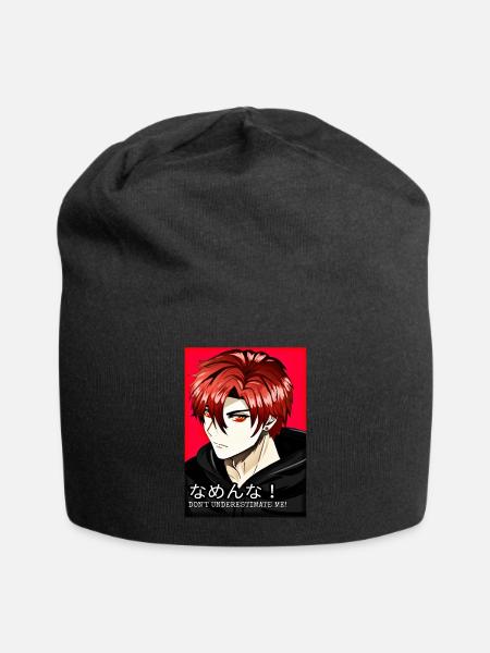 Red Anime Manga Design Chine Japon - Bonnet en jersey - noir