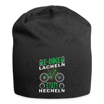E-Bike -Lächeln statt hecheln - Jersey-Beanie - Schwarz - Vorne