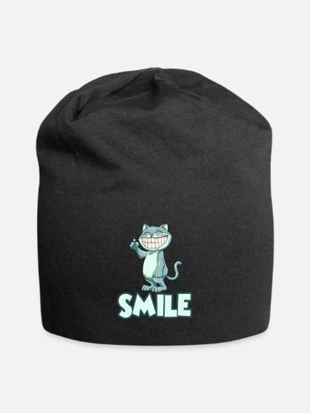 Grinsende Katze - Jersey-Beanie - Schwarz