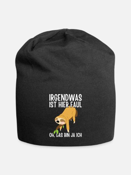 Faultier Sloth Faul Lustiger Spruch chillen schlaf - Jersey-Beanie - Schwarz
