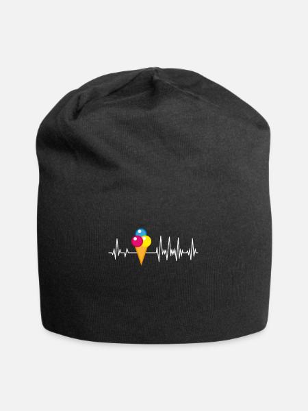 Eiswaffel Herzschlag Eis Eiscreme Eisdiele - Jersey-Beanie - Schwarz