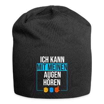 Taubstumm Gebärdensprache ASL Zeichensprache - Jersey-Beanie - Schwarz - Vorne