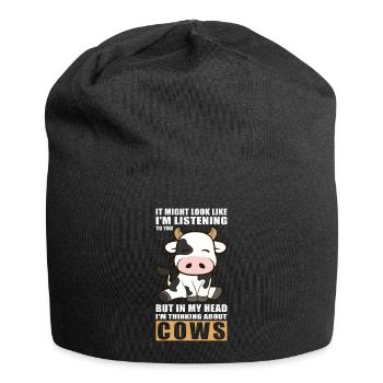 Cows cow cow pattern cattle cow lover gift - Jersey Beanie - black - Front