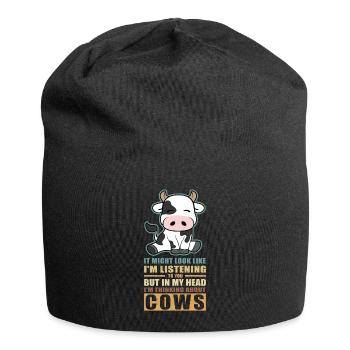 Cows cow | Cow pattern cattle cow lover gift - Jersey Beanie - black - Front