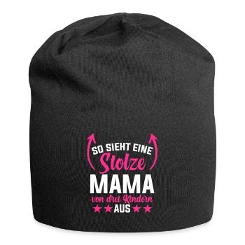 So Sieht Eine Stolze Mama Von Drei Kindern Aus - Jersey-Beanie - Schwarz - Vorne