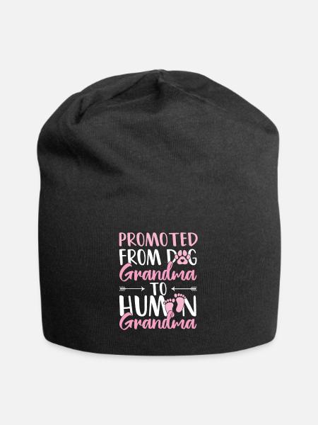 Promoted Dog Grandma Human Grandma Future Grandma - Jersey Beanie - black