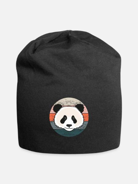 Großer Panda Geschenk Damen Herren Kinder Retro - Jersey-Beanie - Schwarz