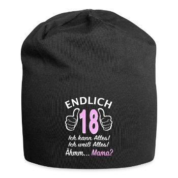 Endlich 18 Ich kann alles - 18. Geburtstag Mädchen - Jersey-Beanie - Schwarz - Vorne