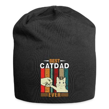 BEST CAT DAD EVER Katen Papa Vatertag Geschenk - Jersey-Beanie - Schwarz - Vorne