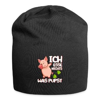 Ich Esse Nichts Was Pupst Lustiger Veganer Spruch - Jersey-Beanie - Schwarz - Vorne