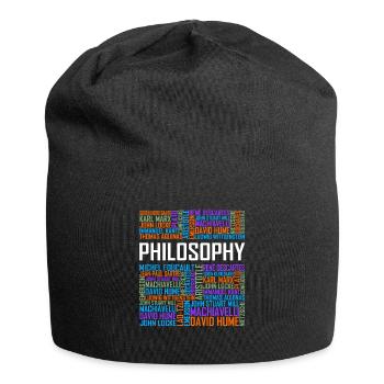 Philosophie - Worte - Jersey-Beanie - Schwarz - Vorne