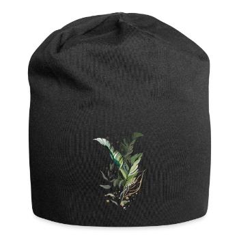 Tropische Blätter Abbildung - Jersey-Beanie - Schwarz - Vorne