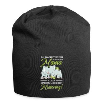 Muttertag Mutter Mummy Elefant Spruch Geschenk - Jersey-Beanie - Schwarz - Vorne