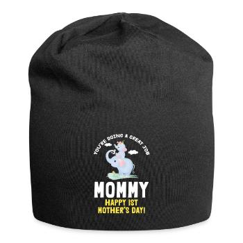 Muttertag Mutter Mummy Erster Elefant Geschenk - Jersey-Beanie - Schwarz - Vorne