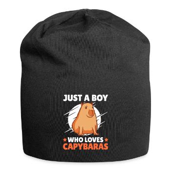 Junge der Capybaras liebt Wasserschwein Spruch - Jersey-Beanie - Schwarz - Vorne