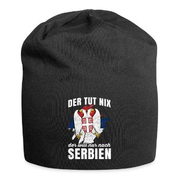 Serbien Jugo Geschenk Belgrad Serbia Wappen Srbija - Jersey-Beanie - Schwarz - Vorne
