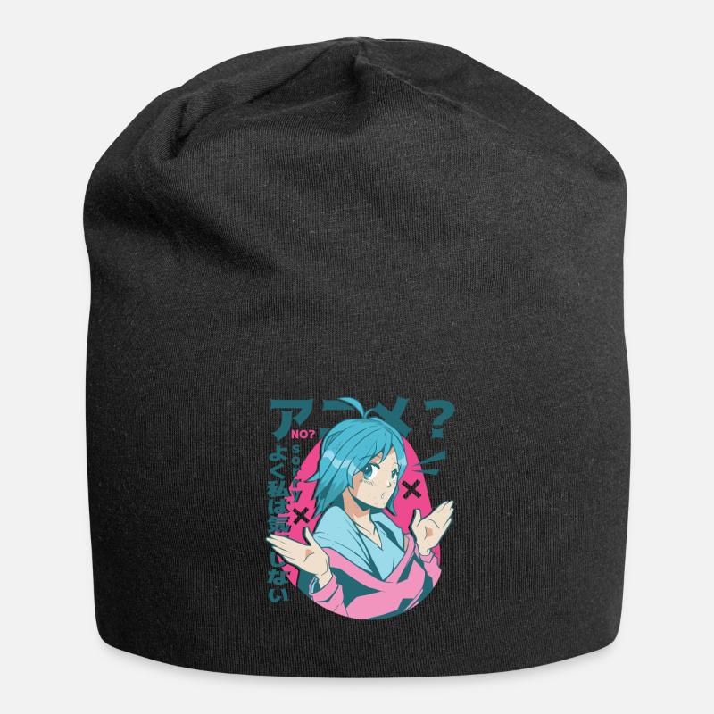 Nicht Anime - Jersey-Beanie - Schwarz