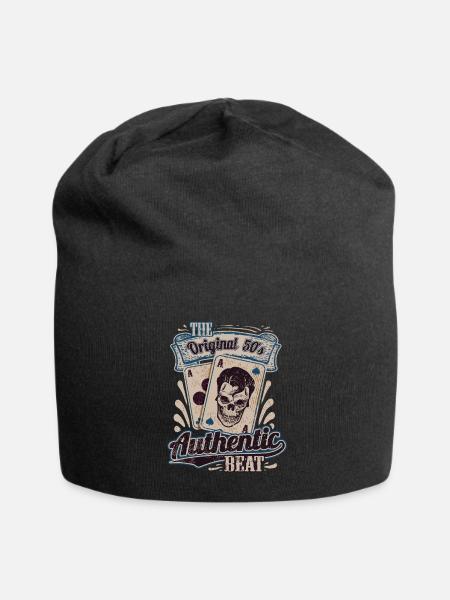 Rockmusik Poker Ass Karten Rockabilly Totenkopf - Jersey-Beanie - Schwarz