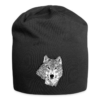 Wolf face imprint animal motif animal face - Jersey Beanie - black - Front