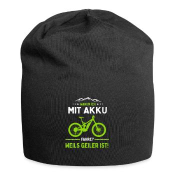 E-MTB Warum Ich Mit Akku Fahre E-Bike - Jersey-Beanie - Schwarz - Vorne