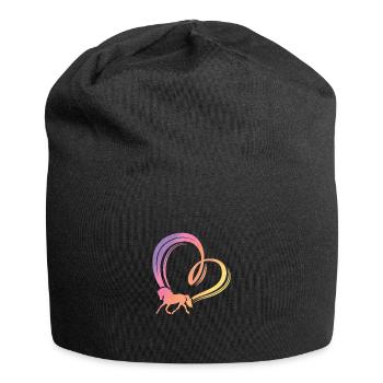 Heart Rainbow Horse - Jersey Beanie - black - Front