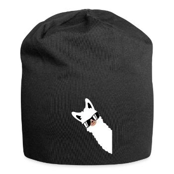 Lama Llama Alpaca with Sunglasses - Jersey Beanie - black - Front