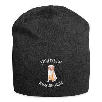 Tshirt j'peux pas j'ai berger australien, - Bonnet en jersey - charbon - Devant