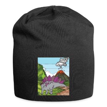 Time Dino Volcano Eruption Nature - Jersey Beanie - black - Front