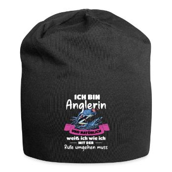 Angel Mädchen Anglerin Fischerin - Jersey-Beanie - Schwarz - Vorne