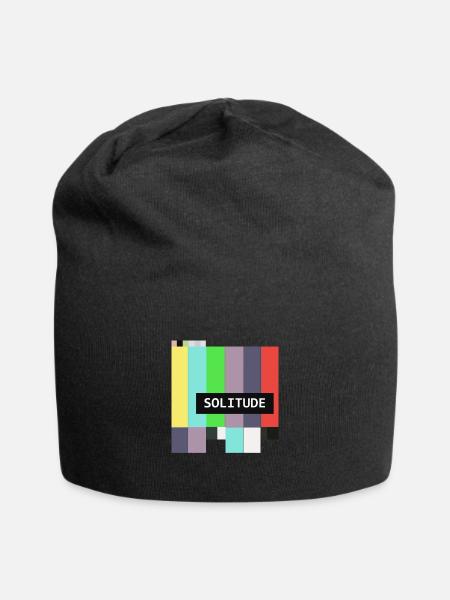 Solitude Vaporwave Retro Standby TV Glitch 90s Art - Jersey Beanie - black
