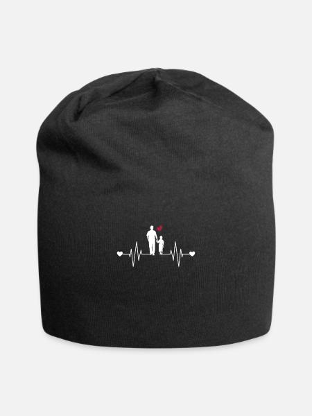 Vater und Sohn Herzschlag Papa Familie Geschenk - Jersey-Beanie - Schwarz