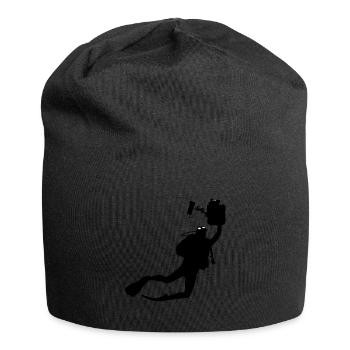 Diver with underwater camera - Jersey Beanie - black - Front
