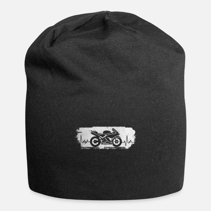 Motorcycle heartbeat, motorcycle pulse - Jersey Beanie - black