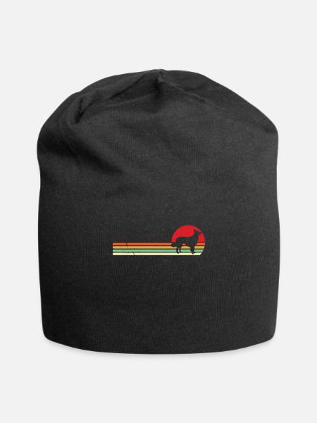 Border Collie Sunset Shirt Retro Border Collie Sun - Jersey Beanie - black