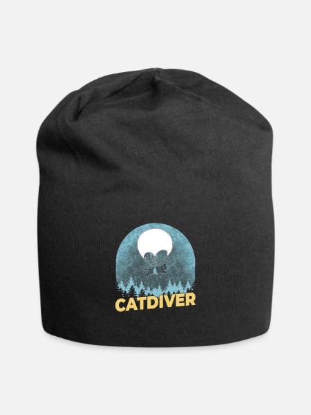 Catdiver - Chat drôle de parachutiste - Bonnet en jersey - noir