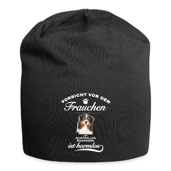 Aussie - Aussie Hund - Australian Shepherd - Jersey-Beanie - Schwarz - Vorne