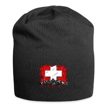 Suisse Suisse Suisse cadeau Alpes Montagnes Drapeau - Bonnet en jersey - noir - Devant