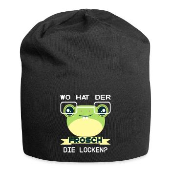 Frosch Frösche quak Kröte Lurch - Jersey-Beanie - Schwarz - Vorne