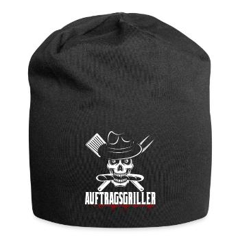 Grillen Geschenk Grill Grillmeister BBQ Fleisch - Jersey-Beanie - Schwarz - Vorne