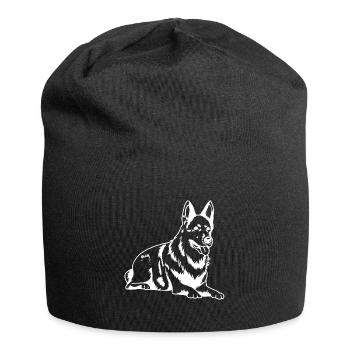 Schäferhund Silhouette Wachhund Diensthund - Jersey-Beanie - Schwarz - Vorne