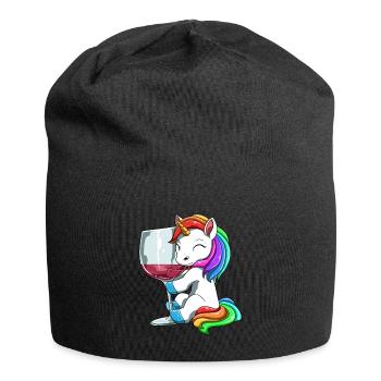 Lustige Wein Einhorn Trinken - Jersey-Beanie - Schwarz - Vorne
